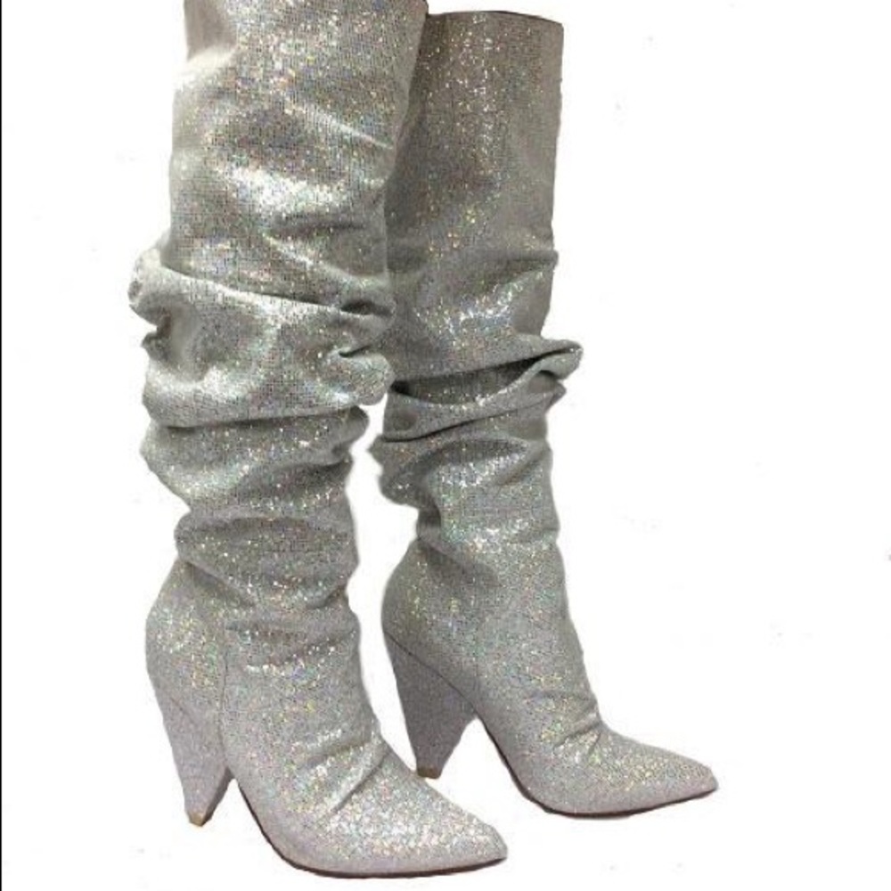 Women’s Sparkle Knee Boot with Cone Heel - Picture 2 of 3